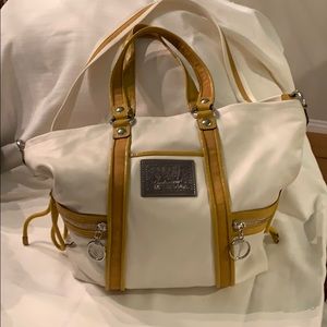 Coach white and gold purse